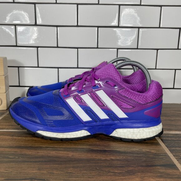 adidas Response Boost Techfit Womens Size 8 Running Shoes Blue Purple Sneakers - Picture 1 of 13